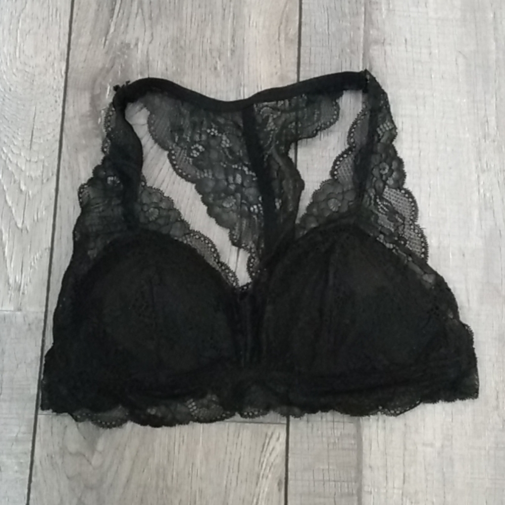 Black racerback lace bralette